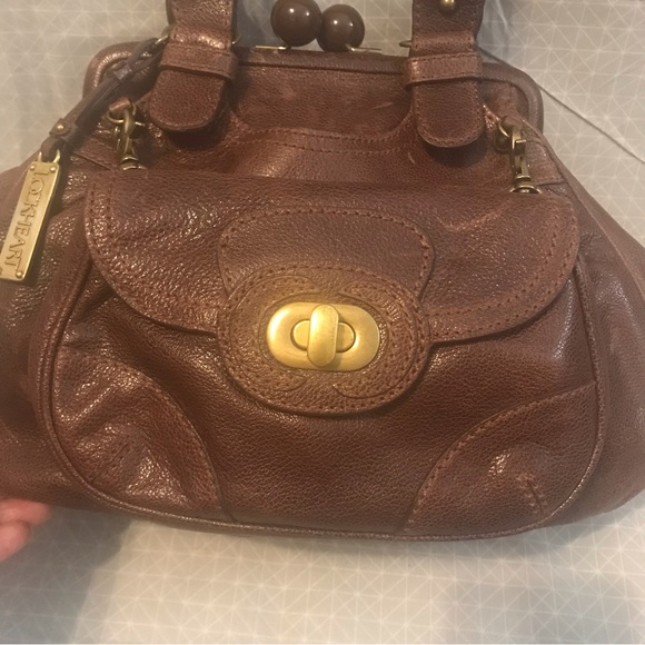 Lockheart Brown Leather Kisslock Convertible Satchel - Picture 4 of 13